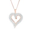 Thumbnail Image 0 of 1 CT. T.W. Diamond Double Row Heart Pendant in 10K Rose Gold