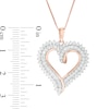 Thumbnail Image 2 of 1 CT. T.W. Diamond Double Row Heart Pendant in 10K Rose Gold