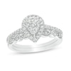 Thumbnail Image 1 of 1/2 CT. T.W. Composite Pear-Shaped Diamond Art Deco Bridal Set in 10K White Gold