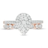 Thumbnail Image 4 of 1/2 CT. T.W. Pear-Shaped Multi-Diamond Art Deco Bridal Set in 10K Rose Gold