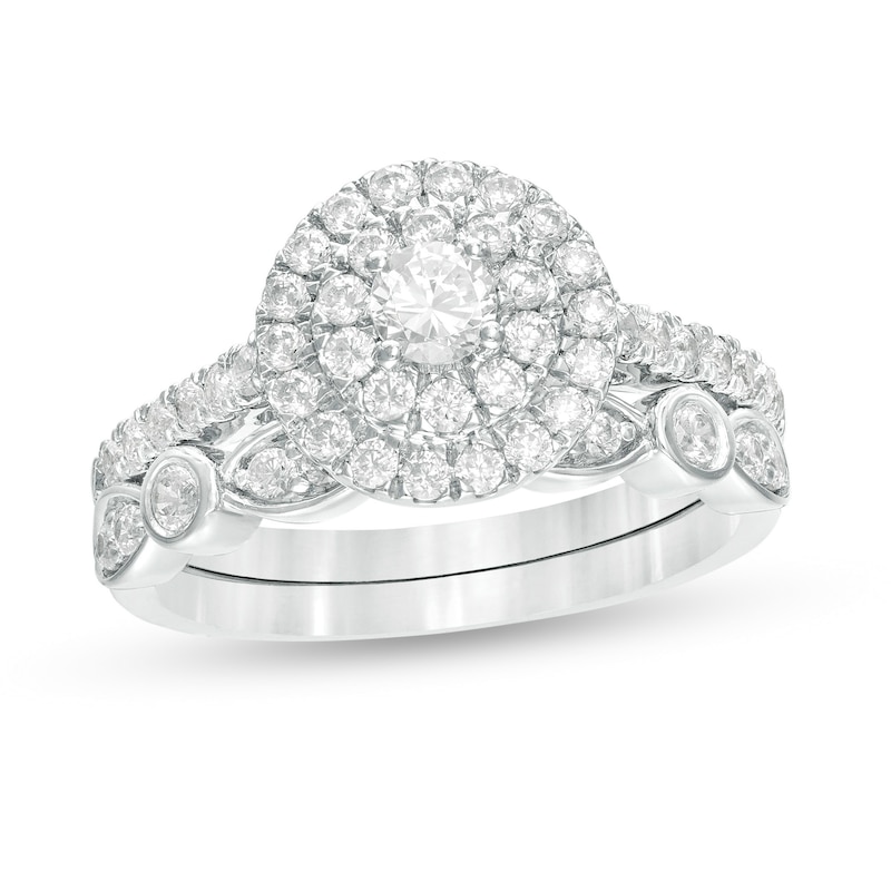 Main Image 1 of 1 CT. T.W. Diamond Double Frame Art Deco Bridal Set in 10K White Gold