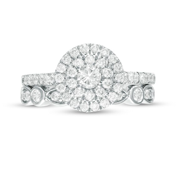 1 CT. T.w. Diamond Double Frame Art Deco Bridal Set in 10K White Gold