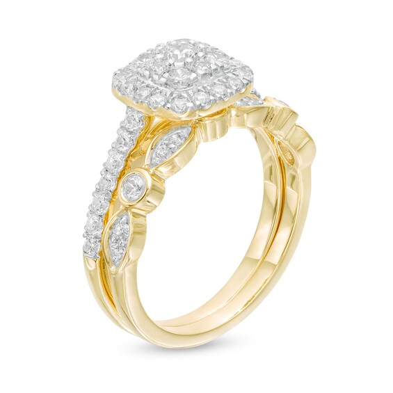 1 CT. T.w. Composite Cushion-Shaped Diamond Art Deco Bridal Set in 10K Gold