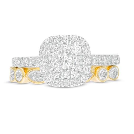 1 CT. T.w. Composite Cushion-Shaped Diamond Art Deco Bridal Set in 10K Gold