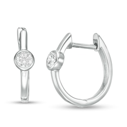 1/4 CT. T.W. Diamond Solitaire Hoop Earrings in 10K White Gold