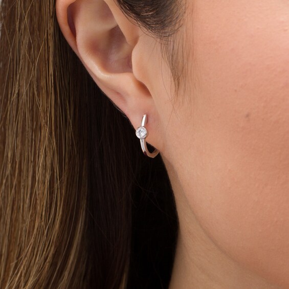 1/4 CT. T.w. Diamond Solitaire Hoop Earrings in 10K White Gold