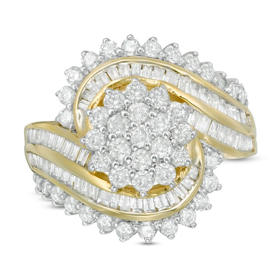 1-1/2 CT. T.W. Composite Diamond Multi-Row Bypass Ring in 10K Gold 1-1/2 CT. T.W. Composite Diamond Multi-Row Bypass Ring in 10K Gold