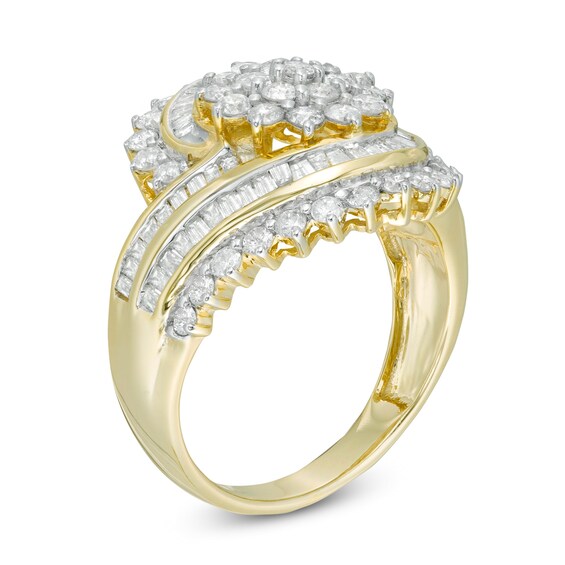 1-1/2 CT. T.W. Composite Diamond Multi-Row Bypass Ring in 10K Gold 1-1/2 CT. T.W. Composite Diamond Multi-Row Bypass Ring in 10K Gold