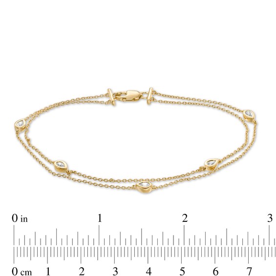 1/4 CT. T.w. Pear-Shaped Diamond Station Double Strand Bracelet in 10K Gold - 7.25"
