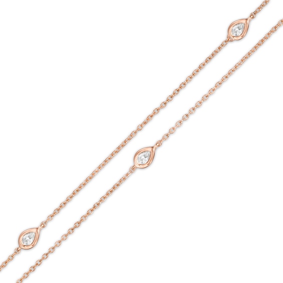 1/4 CT. T.w. Pear-Shaped Diamond Station Double Strand Bracelet in 10K Rose Gold - 7.25"
