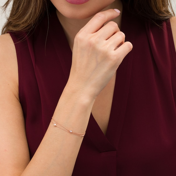 1/4 CT. T.w. Pear-Shaped Diamond Station Double Strand Bracelet in 10K Rose Gold - 7.25"