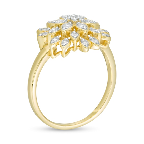 3/8 CT. T.w. Diamond Layered Flower Ring in 10K Gold