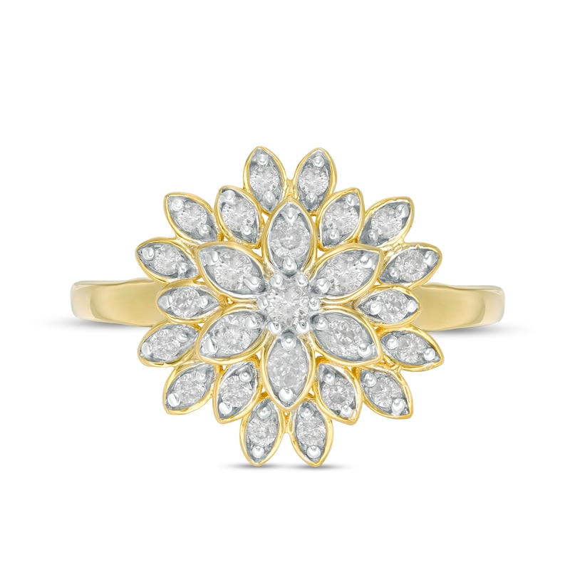 3/8 CT. T.W. Diamond Layered Flower Ring in 10K Gold