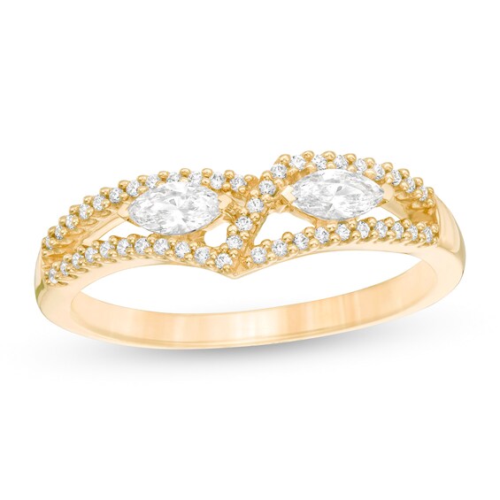 1/3 CT. T.W. Marquise Diamond Chevron Split Shank Ring in 10K Gold 1/3 CT. T.W. Marquise Diamond Chevron Split Shank Ring in 10K Gold