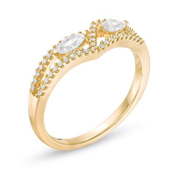 1/3 CT. T.W. Marquise Diamond Chevron Split Shank Ring in 10K Gold 1/3 CT. T.W. Marquise Diamond Chevron Split Shank Ring in 10K Gold