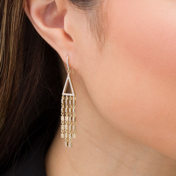 5/8 CT. T.w. Diamond Triangle Chandelier Drop Earrings in 10K Gold