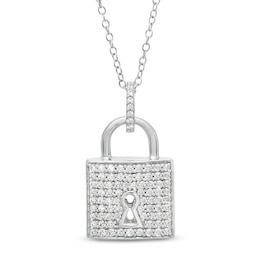 3/4 CT. T.W. Diamond Lock Pendant in 10K White Gold