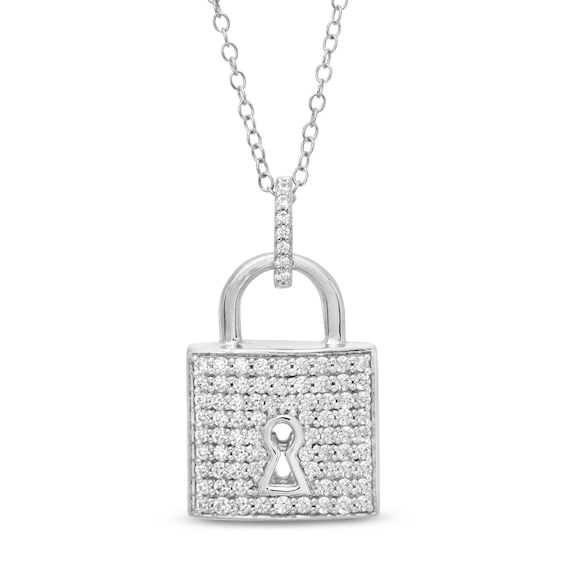 3/4 CT. T.w. Diamond Lock Pendant in 10K White Gold