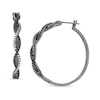 Thumbnail Image 1 of 1/2 CT. T.W. Enhanced Black and White Diamond Twist Hoop Earrings in Sterling Silver with Black Rhodium