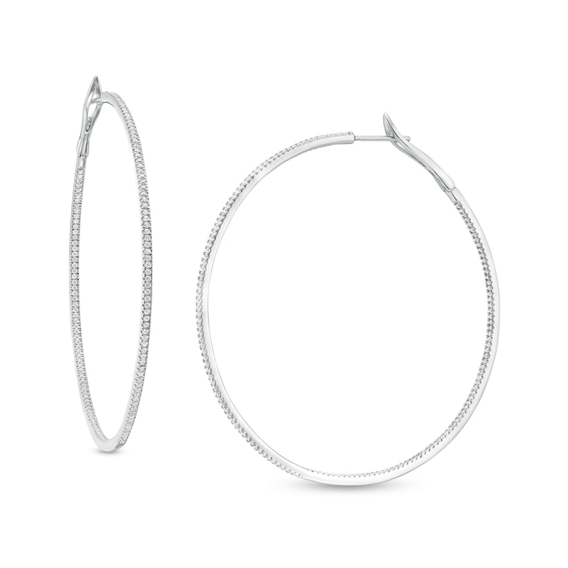 1-1/2 CT. T.W. Diamond Inside-Out 66.0mm Hoop Earrings in 10K White ...