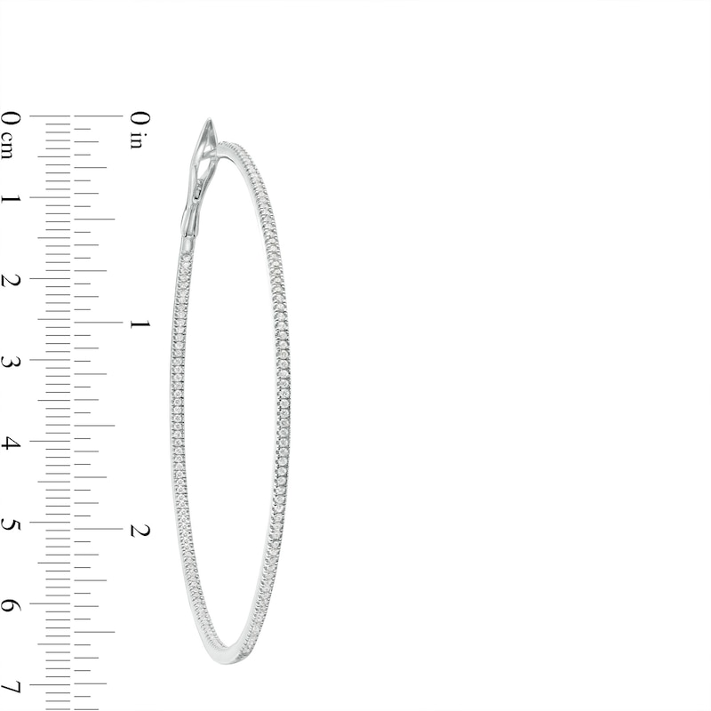 Main Image 3 of 1-1/2 CT. T.W. Diamond Inside-Out 66.0mm Hoop Earrings in 10K White Gold