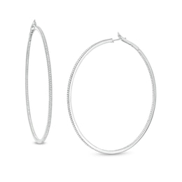 2 CT. T.W. Diamond Inside-Out 74.5mm Hoop Earrings in 10K White Gold