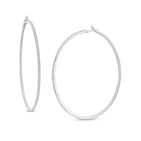 2 CT. T.w. Diamond Inside-Out 74.5mm Hoop Earrings in 10K White Gold