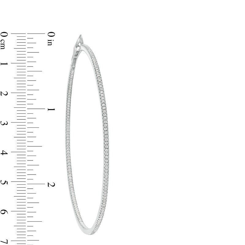 Main Image 3 of 2 CT. T.W. Diamond Inside-Out 74.5mm Hoop Earrings in 10K White Gold