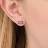 Thumbnail Image 3 of 1/20 CT. T.W. Enhanced Black and White Diamond Bone and Paw Mismatch Stud Earrings in Sterling Silver with Black Rhodium