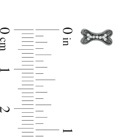 1/20 CT. T.w. Enhanced Black and White Diamond Bone and Paw Mismatch Stud Earrings in Sterling Silver with Black Rhodium