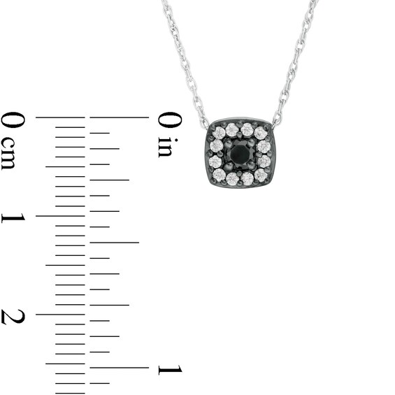 1/4 CT. T.W. Enhanced Black and White Diamond Cushion Frame Pendant in 10K White Gold and Black Rhodium 1/4 CT. T.W. Enhanced Black and White Diamond Cushion Frame Pendant in 10K White Gold and Black Rhodium
