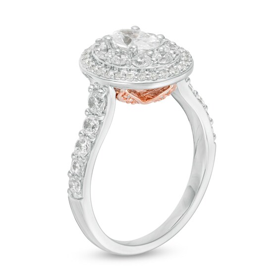 Loveâs Destiny by Zales 1-3/4 CT. T.w. Certified Oval Diamond Double Frame Engagement Ring in 14K Two-Tone Gold (I/Si2)
