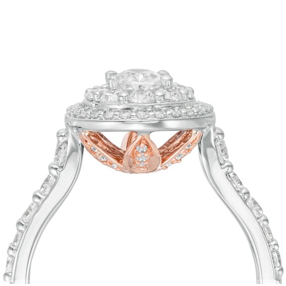 Loveâs Destiny by Zales 1-3/4 CT. T.w. Certified Oval Diamond Double Frame Engagement Ring in 14K Two-Tone Gold (I/Si2)