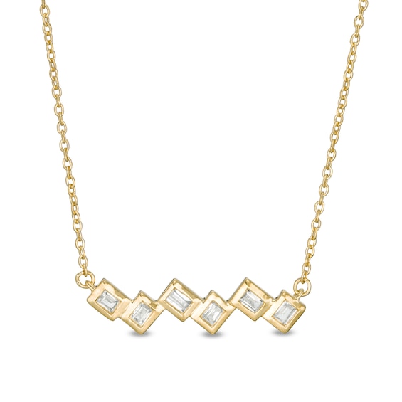 1/4 CT. T.W. Baguette Diamond Zigzag BezelSet Necklace in 10K Gold Zales