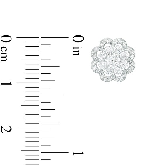 3/4 CT. T.W. Composite Diamond Scallop Frame Flower Stud Earrings in 10K White Gold 3/4 CT. T.W. Composite Diamond Scallop Frame Flower Stud Earrings in 10K White Gold