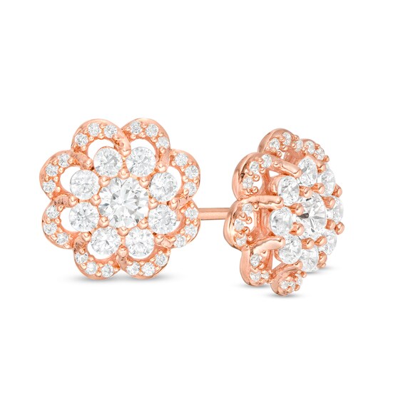 3/4 CT. T.W. Composite Diamond Scallop Frame Flower Stud Earrings in 10K Rose Gold 3/4 CT. T.W. Composite Diamond Scallop Frame Flower Stud Earrings in 10K Rose Gold