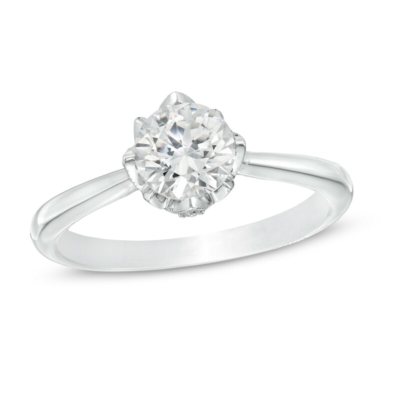 Main Image 1 of Celebration Ideal 1 CT. T.W. Certified Diamond Frame Engagement Ring in 14K White Gold (I/I1)