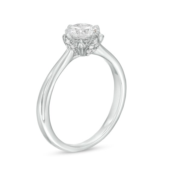 Celebration Ideal 1 CT. T.w. Certified Diamond Frame Engagement Ring in 14K White Gold (I/I1)