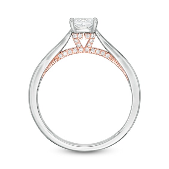 Zales Private Collection 3/4 Ctw. Certified Colourless Princess-Cut Diamond Engagement Ring in 14K Two-Tone Gold (F/I1)