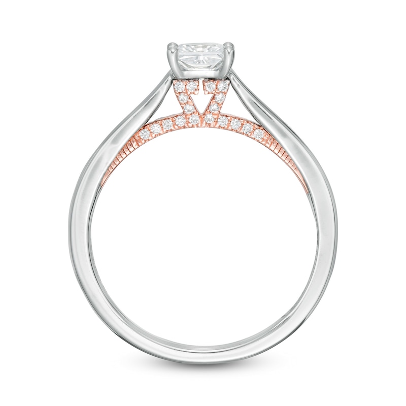 Main Image 3 of Zales Private Collection 3/4 CTW. Certified Colourless Princess-Cut Diamond Engagement Ring in 14K Two-Tone Gold (F/I1)