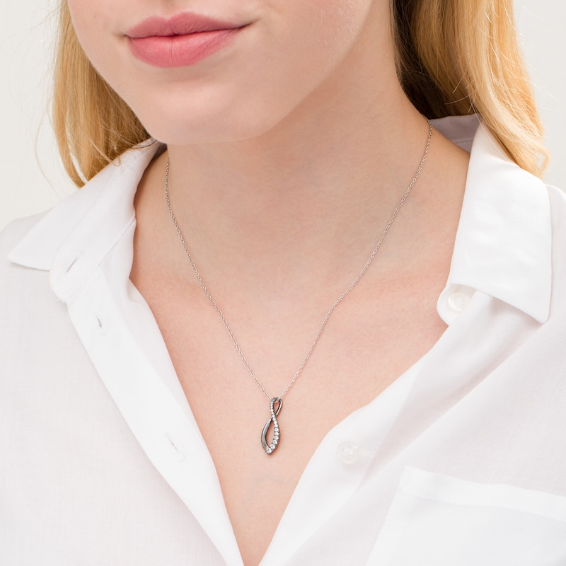 Main Image 2 of 1/3 CT. T.W. Journey Diamond Infinity Pendant in 10K White Gold and Black Rhodium