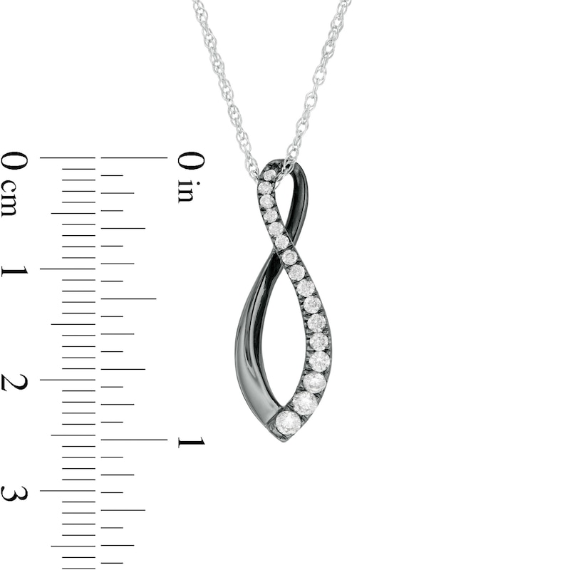 1/3 CT. T.W. Journey Diamond Infinity Pendant in 10K White Gold and Black Rhodium