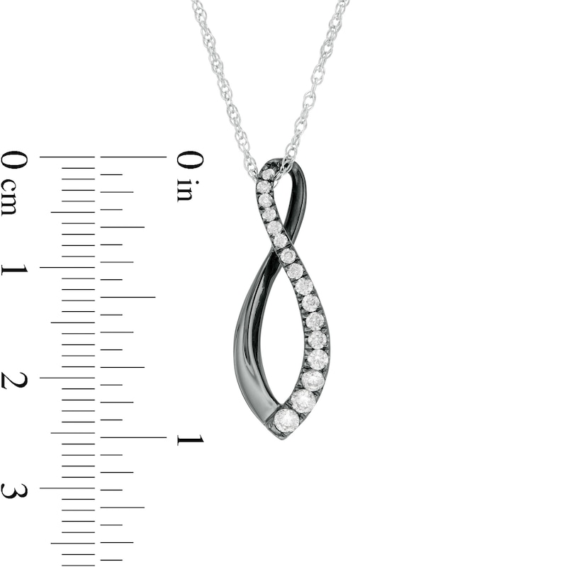 Main Image 3 of 1/3 CT. T.W. Journey Diamond Infinity Pendant in 10K White Gold and Black Rhodium