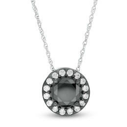 2-3/4 CT. T.W. Enhanced Black and White Diamond Frame Pendant in 10K White Gold with Black Rhodium