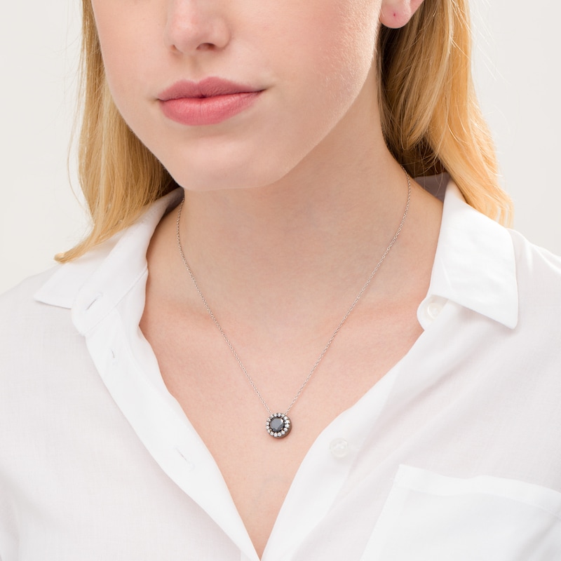 Main Image 2 of 2-3/4 CT. T.W. Enhanced Black and White Diamond Frame Pendant in 10K White Gold with Black Rhodium