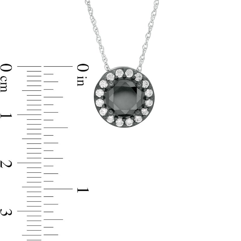 Main Image 3 of 2-3/4 CT. T.W. Enhanced Black and White Diamond Frame Pendant in 10K White Gold with Black Rhodium