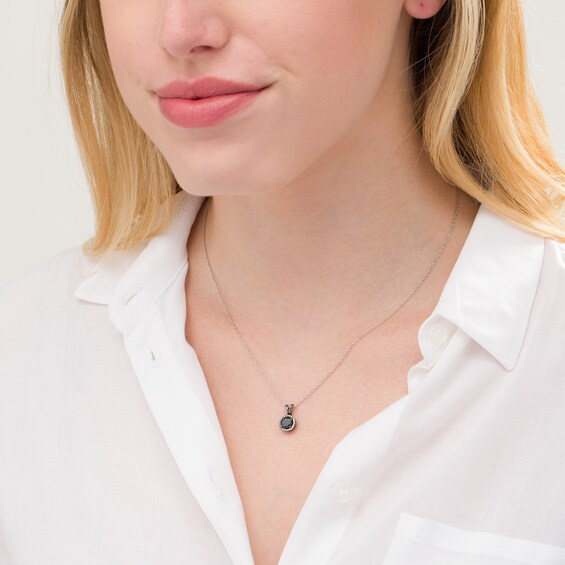 1-1/5 CT. T.w. Enhanced Black and White Diamond Frame Drop Pendant in 10K White Gold with Black Rhodium
