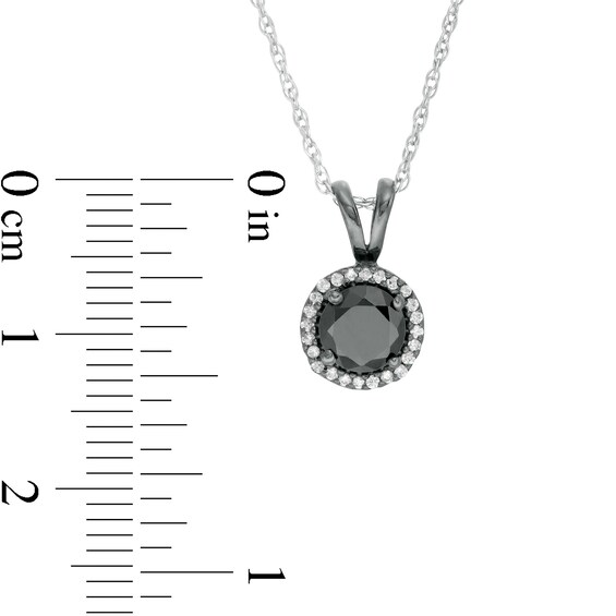 1-1/5 CT. T.w. Enhanced Black and White Diamond Frame Drop Pendant in 10K White Gold with Black Rhodium
