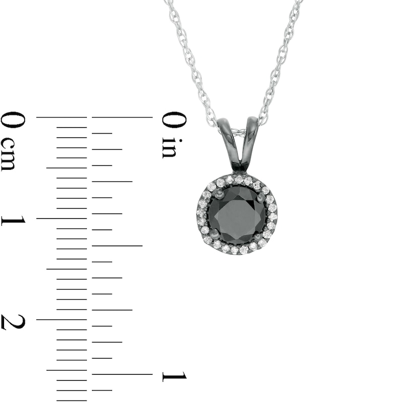 Main Image 3 of 1-1/5 CT. T.W. Enhanced Black and White Diamond Frame Drop Pendant in 10K White Gold with Black Rhodium