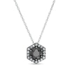 Thumbnail Image 1 of 1-1/4 CT. T.W. Enhanced Black and White Diamond Hexagonal Frame Pendant in 10K White Gold with Black Rhodium